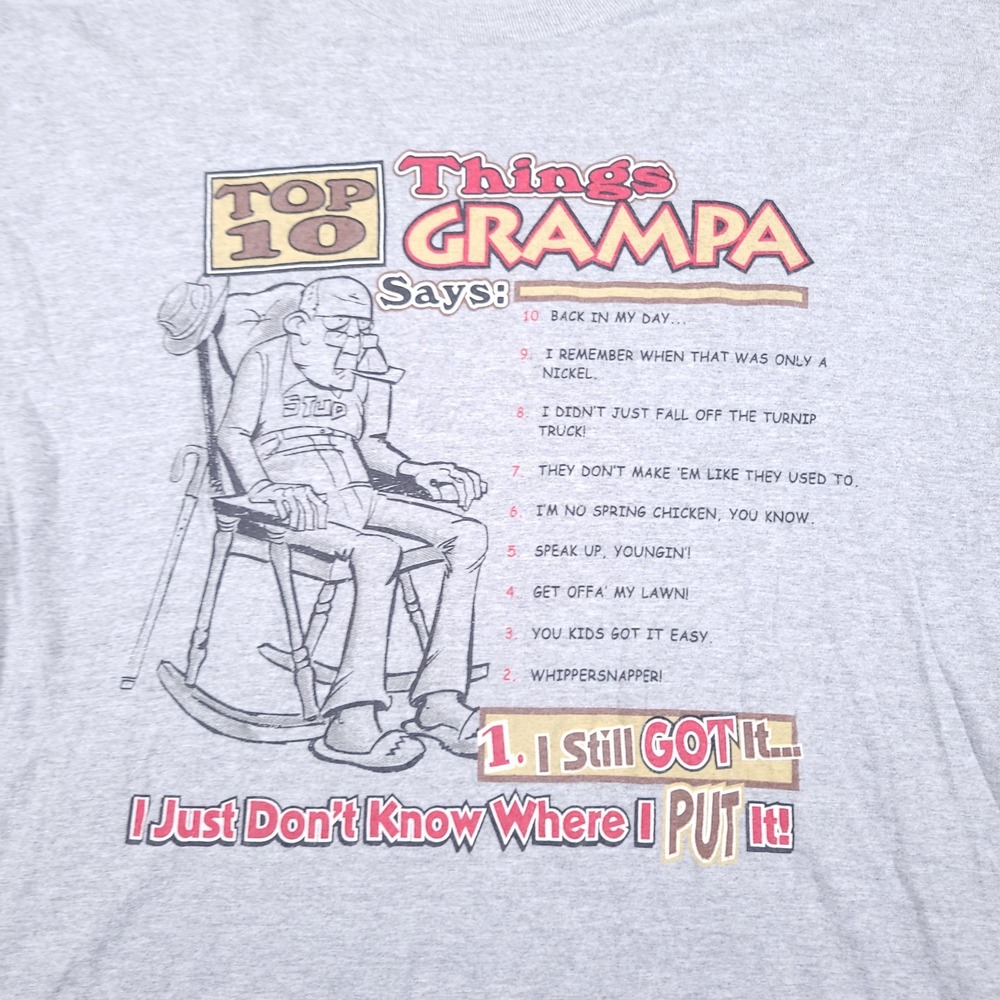 Vintage 90s‎ Top 10 Things Grandpa Says T Shirt 2XL Funny Graphic Gray TSI